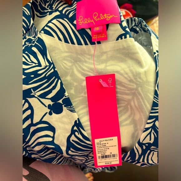 Lilly Pulitzer Alexandria Elbow Sleeve Cotton Wrap Dress - Aegean Navy - Picture 5 of 6